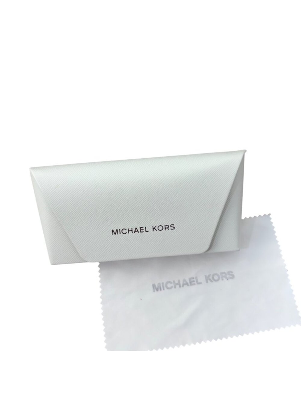 Michael Kors White Eyeglass Case /Cleaning Cloth /Snap Closure /Saffiano Texture